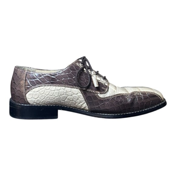 Telani Two Tone Lace Up Dress Shoes Brown Tan Genuine Leather Mens Size 9 Tassel main image 7